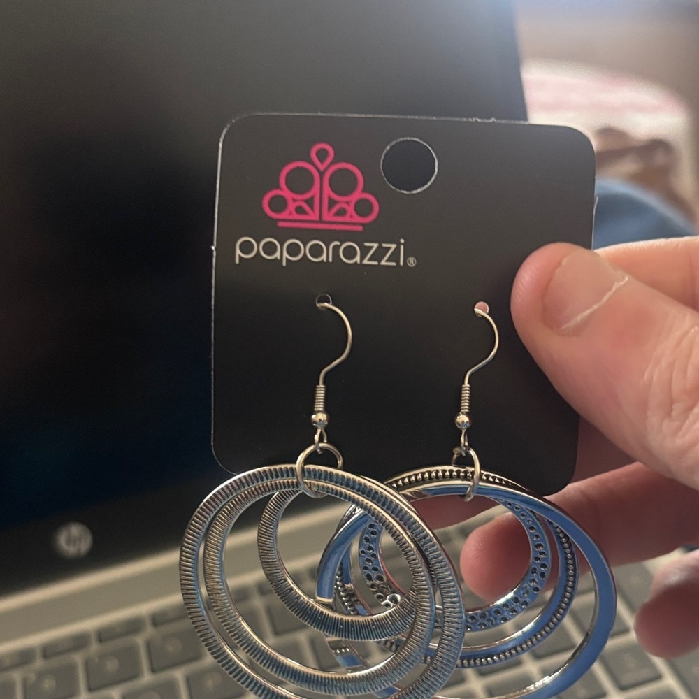 Paparazzi Silver and Blue‎ Dangle Earrings